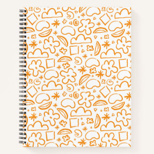 Modern Abstract Shapes Pattern Vibrant Orange Notebook