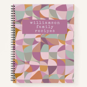 Modern Abstract Shapes Plum Sage Custom Recipe Notebook