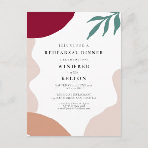 Modern abstract shapes rehearsal dinner postcard