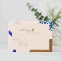 Modern Abstract Shapes Sand Blue Wedding