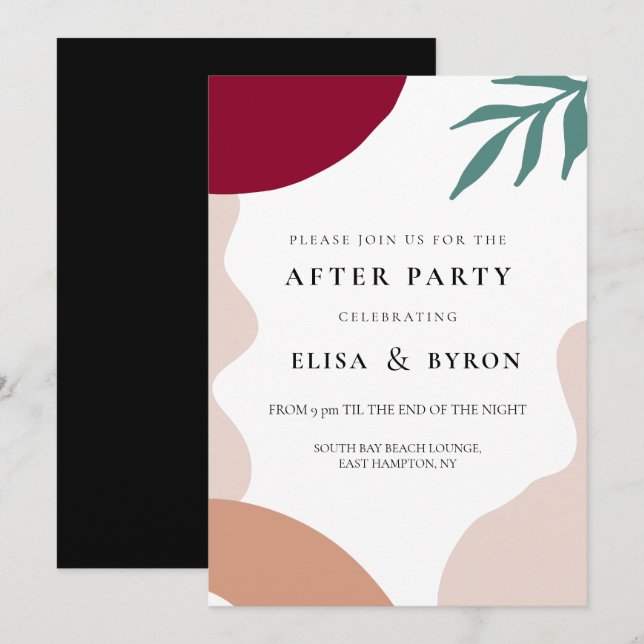 Modern abstract shapes wedding after party invitation (Front/Back)