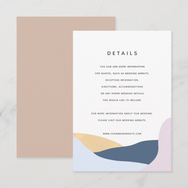 Modern Abstract Shapes Wedding Details Card (Front/Back)