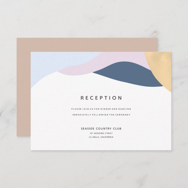 Modern Abstract Shapes Wedding Reception Card (Front/Back)