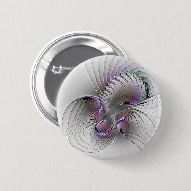 Modern Abstract Shy Fantasy Figure Fractal Art 2 Inch Round Button (Front & Back)