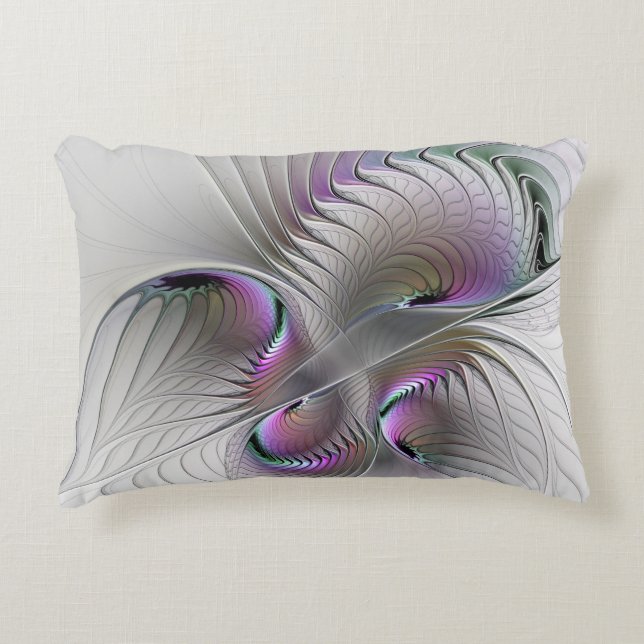 Modern Abstract Shy Fantasy Figure Fractal Art Accent Pillow (Front)