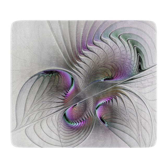Modern Abstract Shy Fantasy Figure Fractal Art Cutting Board (Front)