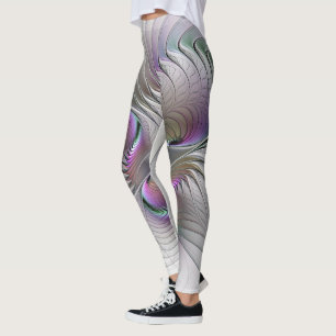 Modern Abstract Shy Fantasy Figure Fractal Art Leggings