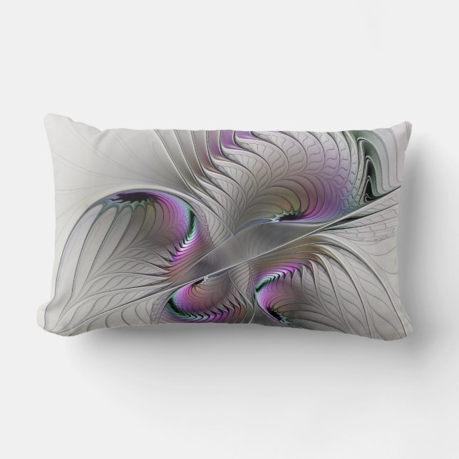 Modern Abstract Shy Fantasy Figure Fractal Art Lumbar Pillow (Front)
