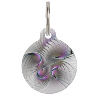 Modern Abstract Shy Fantasy Figure Fractal Art Pet Tag