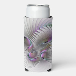 Modern Abstract Shy Fantasy Figure Fractal Art Seltzer Can Cooler