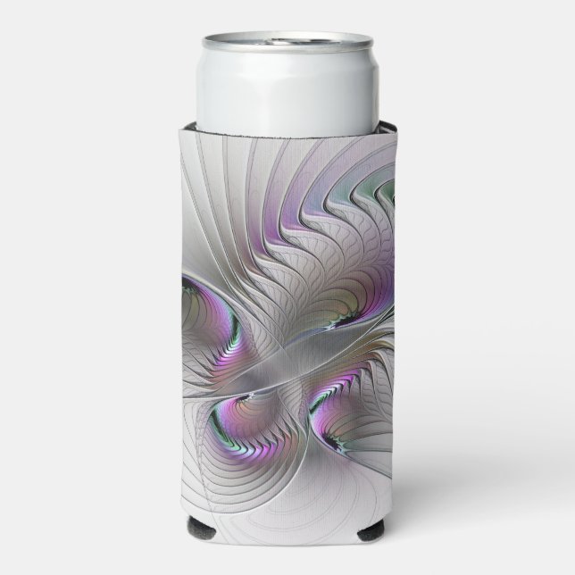 Modern Abstract Shy Fantasy Figure Fractal Art Seltzer Can Cooler (Seltzer Front)