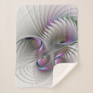 Modern Abstract Shy Fantasy Figure Fractal Art Sherpa Blanket