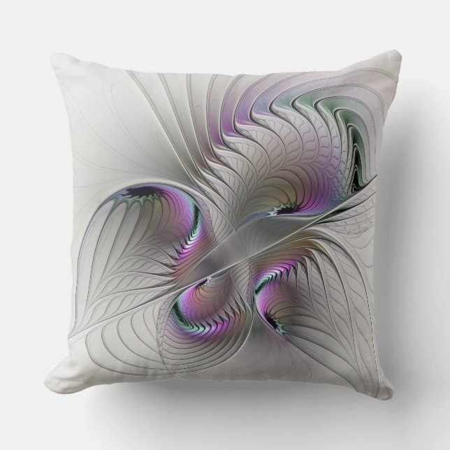 Modern Abstract Shy Fantasy Figure Fractal Art Throw Pillow (Front)