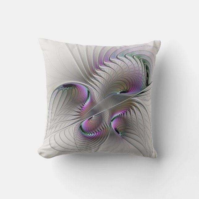 Modern Abstract Shy Fantasy Figure Fractal Art Throw Pillow (Front)