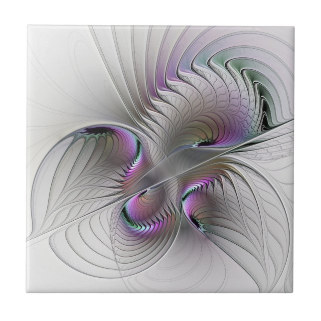 Modern Abstract Shy Fantasy Figure Fractal Art Tile (Front)