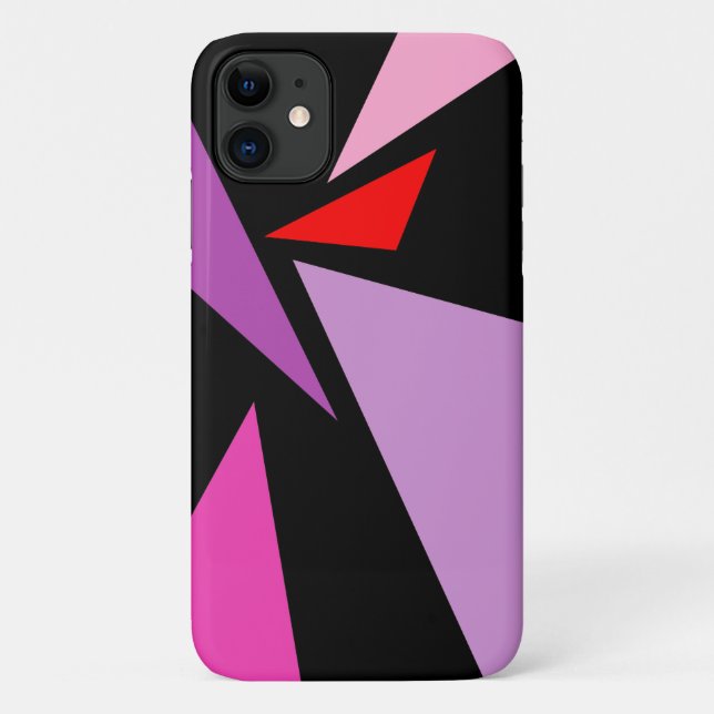 Modern Abstract Simple Geometric Red pink Black Case-Mate iPhone Case (Back)