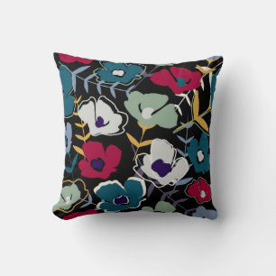 Modern abstract simple little flowers and leaves e throw pillow
