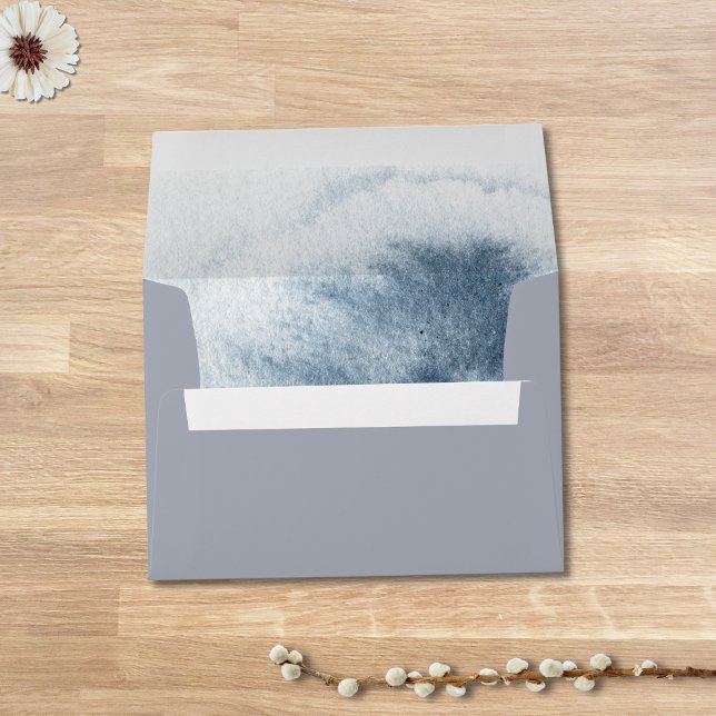 Modern Abstract Slate Blue Grey Mist Watercolor Envelope (Creator Uploaded)