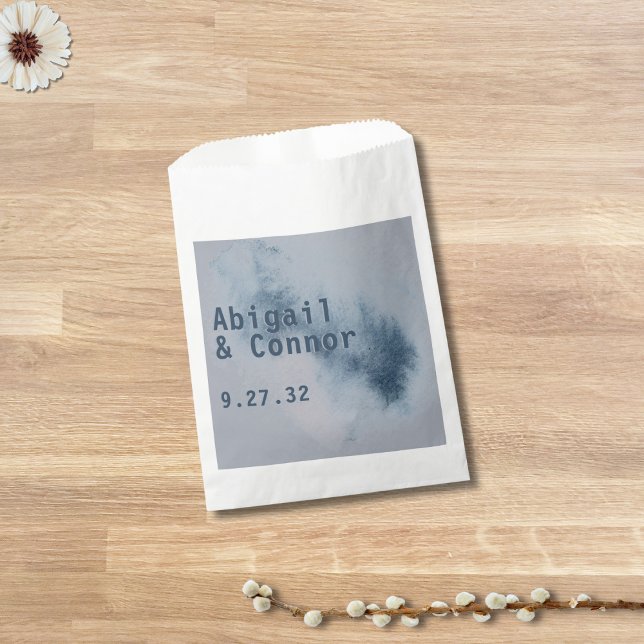 Modern Abstract Slate Blue Grey Mist Watercolor Favour Bag (Creator Uploaded)