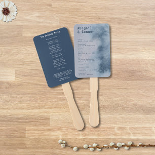 Modern Abstract Slate Blue Grey Mist Watercolor Pr Hand Fan