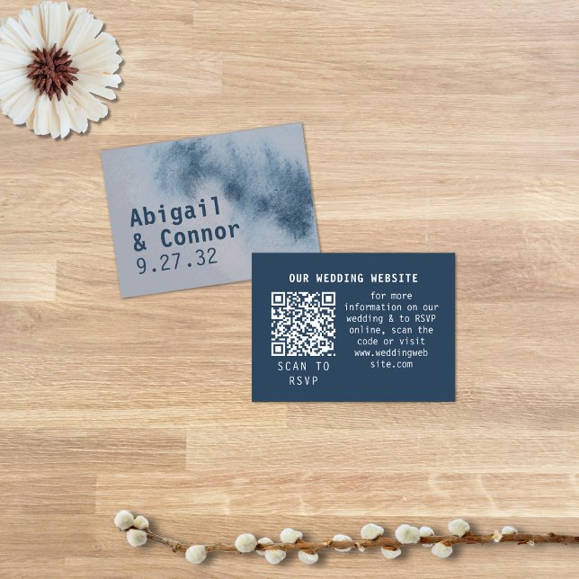 Modern Abstract Slate Blue Grey Mist Web QR Enclosure Card (Creator Uploaded)
