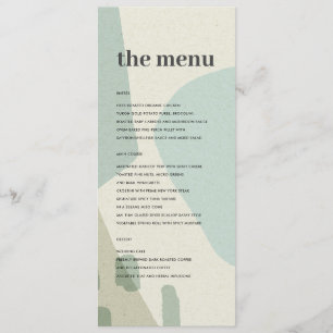 MODERN ABSTRACT SOFT AQUA BLUE ARTISTIC WEDDING MENU