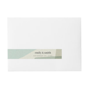 MODERN ABSTRACT SOFT AQUA BLUE ARTISTIC WEDDING WRAPAROUND ADDRESS LABEL