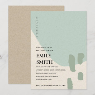 MODERN ABSTRACT SOFT AQUA BLUE BABY SHOWER INVITE