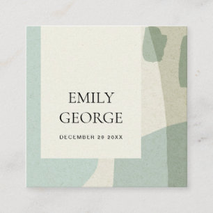 MODERN ABSTRACT SOFT AQUA BLUE WEDDING WEBSITE SQUARE BUSINESS CARD