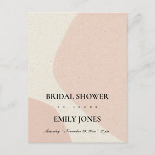 MODERN ABSTRACT SOFT BLUSH PINK BRIDAL SHOWER INVITATION POSTCARD