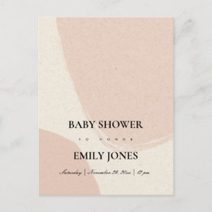 MODERN ABSTRACT SOFT BLUSH PINK KRAFT BABY SHOWER INVITATION POSTCARD