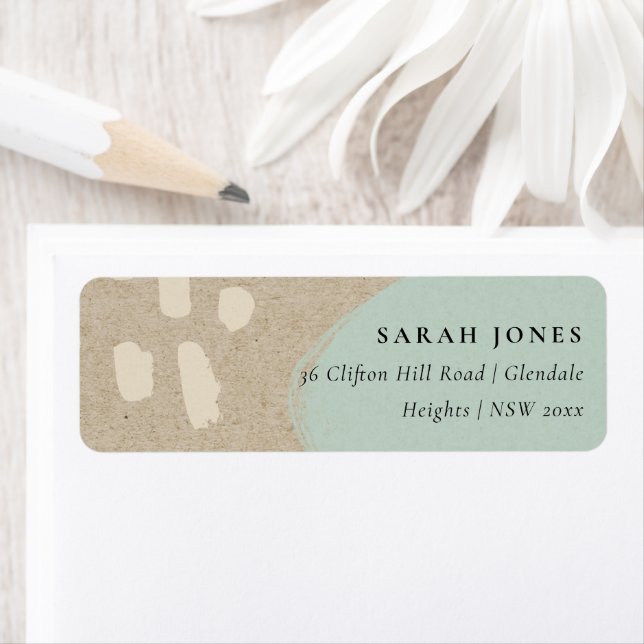 MODERN ABSTRACT SOFT CHIC AQUA BLUE KRAFT ADDRESS (Insitu)