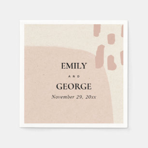 MODERN ABSTRACT SOFT KRAFT BLUSH PINK WEDDING NAPKIN