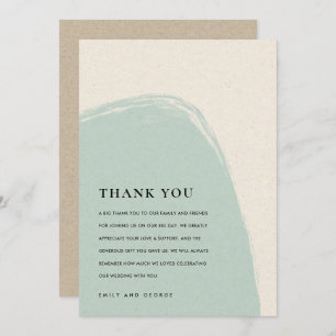 MODERN ABSTRACT SOFT SUBTLE  AQUA BLUE WEDDING THANK YOU CARD