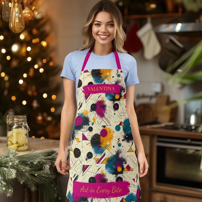 Modern Abstract Splash Apron with Custom Name (Creator Uploaded)