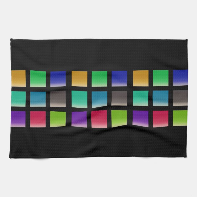 Modern Abstract Squares Pattern Kitchen Towel (Horizontal)
