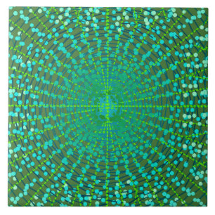 Modern Abstract Starburst, Jade Green and Aqua Tile