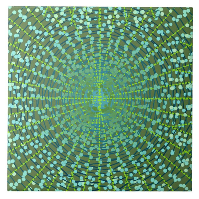 Modern Abstract Starburst, Jade Green and Aqua Tile (Front)