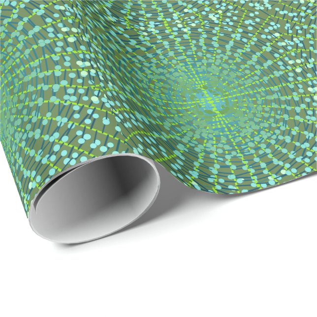 Modern Abstract Starburst, Jade Green and Aqua Wrapping Paper (Roll Corner)