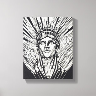 Modern Abstract Statue of Liberty Line Art Canvas Print