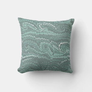 Modern Abstract Steel Blue Swirls Marble Pattern Throw Pillow