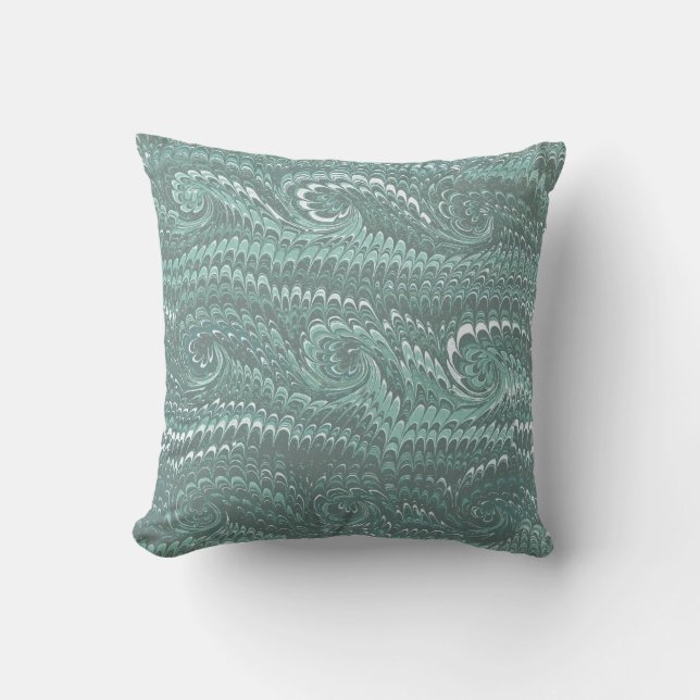 Modern Abstract Steel Blue Swirls Marble Pattern Throw Pillow (Front)