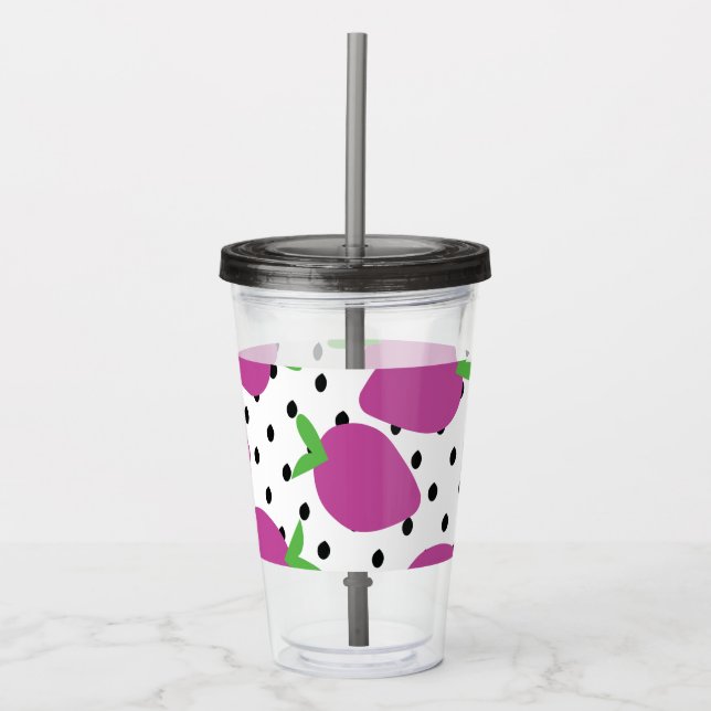 Modern Abstract Strawberries Pattern Acrylic Tumbler (Front)