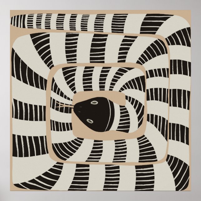 Modern Abstract Striped Banded Snake | Snake Lover Poster (Front)