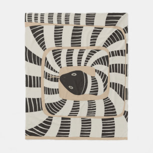 Modern Abstract Striped Snake Neutral Colours  Fleece Blanket