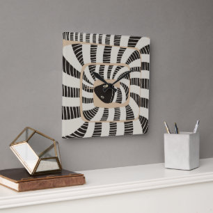 Modern Abstract Striped Snake   Snake Lovers Square Wall Clock