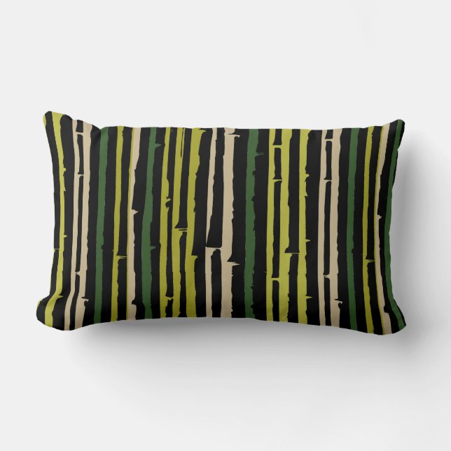 Modern Abstract Stripes Black Lumbar Pillow (Front)