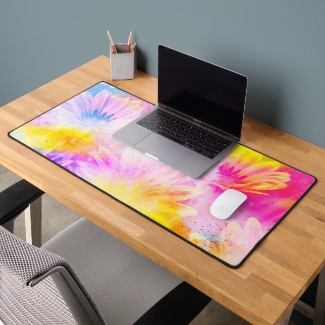 MODERN ABSTRACT SUNFLOWER WATERCOLOR DESK MAT (Office 2)