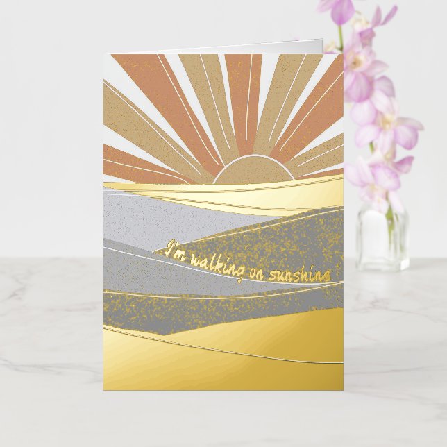 Modern Abstract Sunrise over Desert Foil Greeting Card (Orchid)
