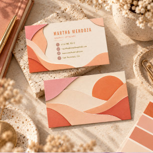 Modern Abstract Sunset Waves Graphic Designer Business Card